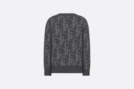 Kid's Sweater • Deep Gray and Gray Dior Oblique Wool and Cashmere-Blend Knit Jacquard