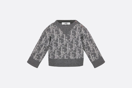 Baby Sweater • Deep Gray and Gray Dior Oblique Wool and Cashmere-Blend Knit Jacquard