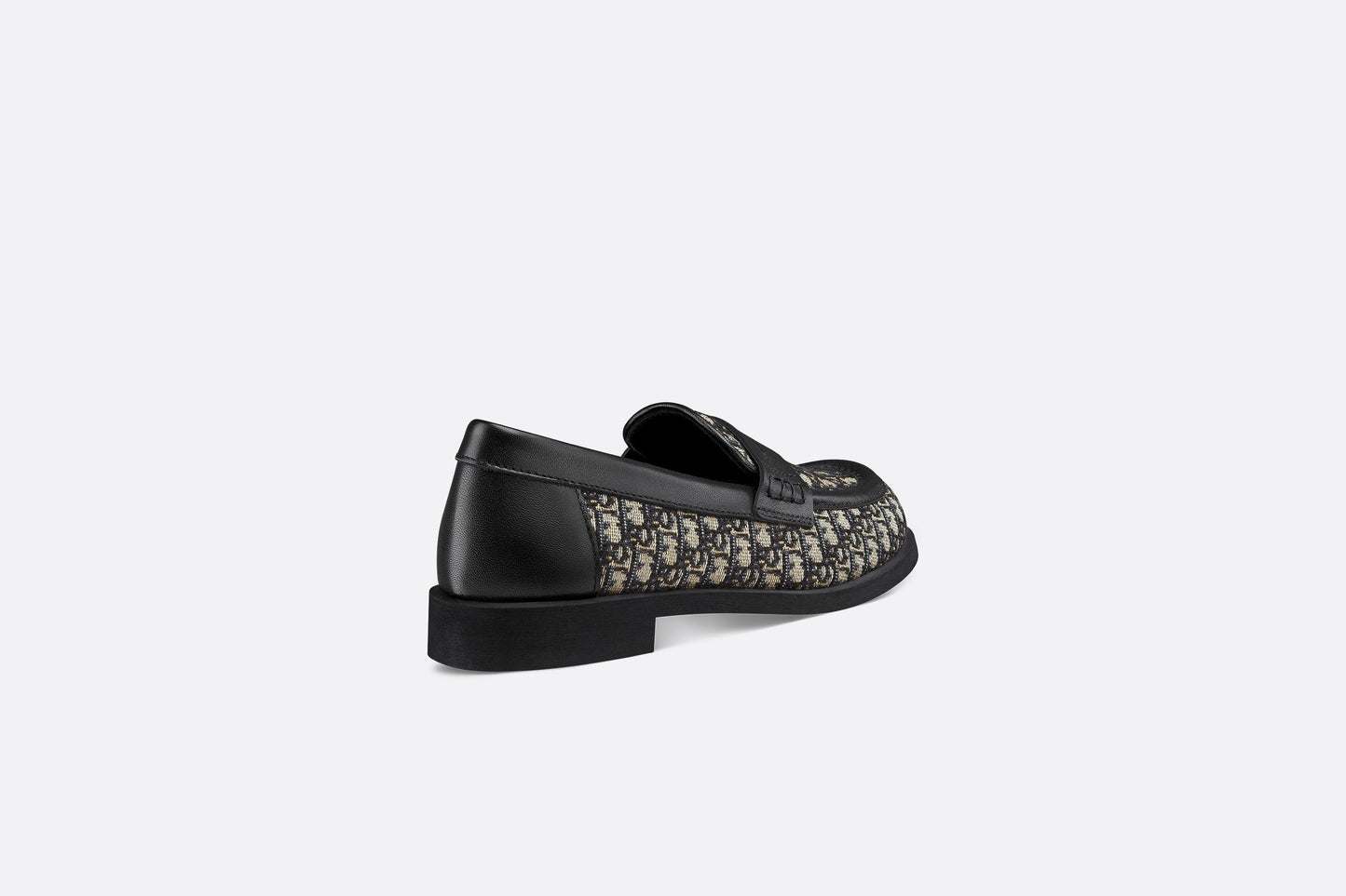 Kid's Loafer • Beige and Blue Dior Oblique Jacquard and Black Smooth Calfskin
