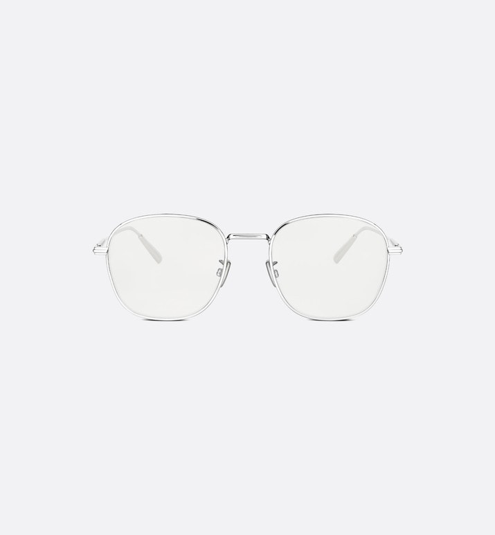DiorBlackSuit S2U • Silver Metal Square Glasses with Blue Light Filter