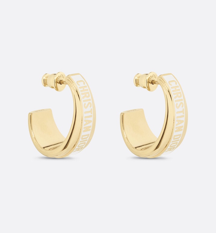 Dior Code Earrings • Gold-Finish Metal and White Lacquer