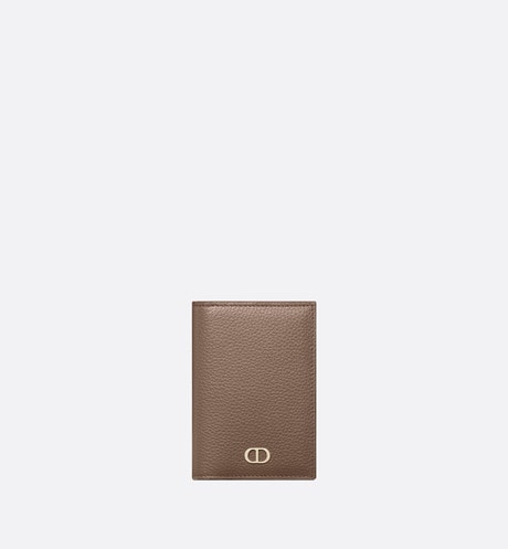 Bi-Fold Card Holder • Khaki Grained Calfskin with CD Icon Signature