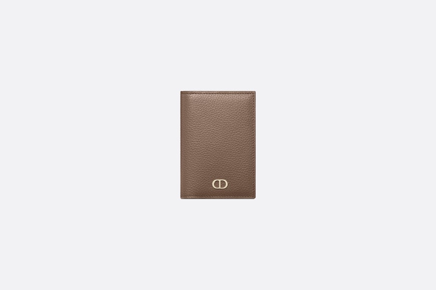 Bi-Fold Card Holder • Khaki Grained Calfskin with CD Icon Signature