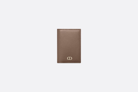 Bi-Fold Card Holder • Khaki Grained Calfskin with CD Icon Signature
