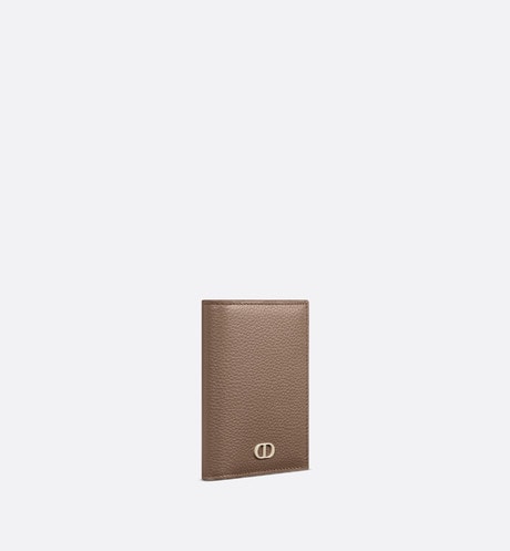 Bi-Fold Card Holder • Khaki Grained Calfskin with CD Icon Signature
