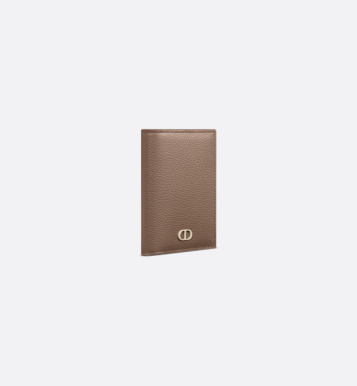 Bi-Fold Card Holder • Khaki Grained Calfskin with CD Icon Signature