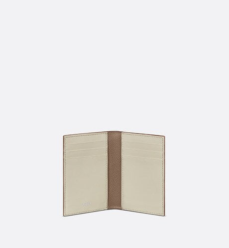 Bi-Fold Card Holder • Khaki Grained Calfskin with CD Icon Signature