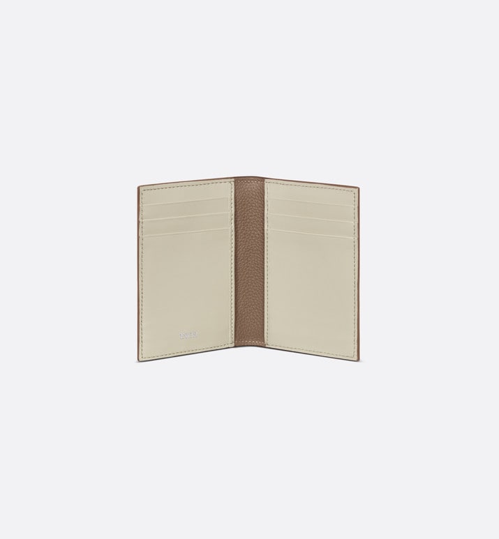 Bi-Fold Card Holder • Khaki Grained Calfskin with CD Icon Signature