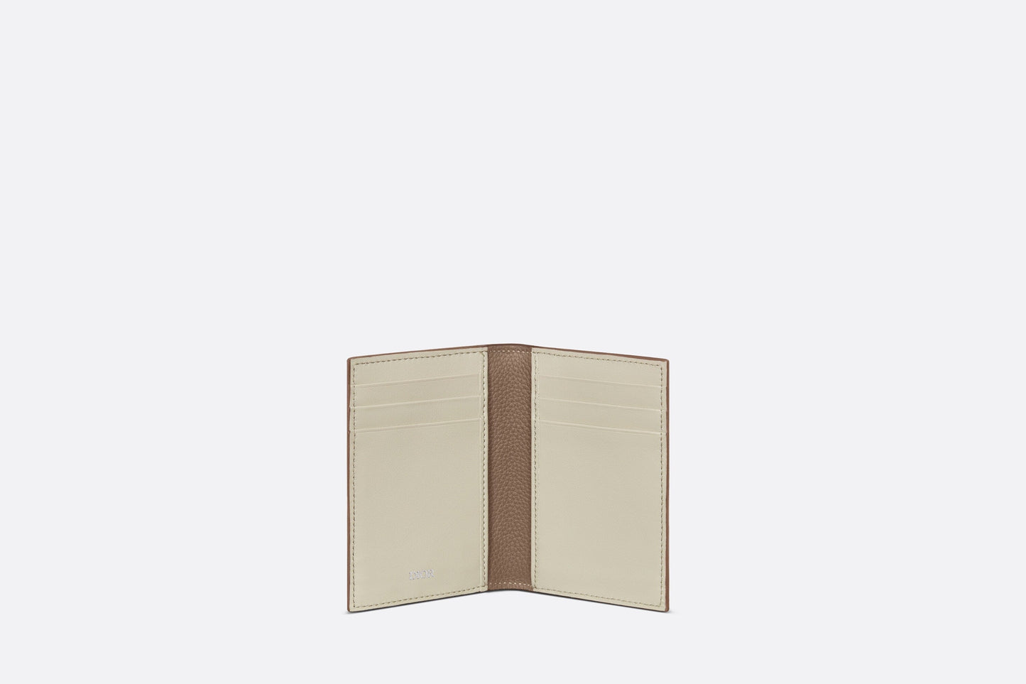 Bi-Fold Card Holder • Khaki Grained Calfskin with CD Icon Signature