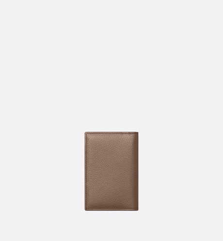Bi-Fold Card Holder • Khaki Grained Calfskin with CD Icon Signature