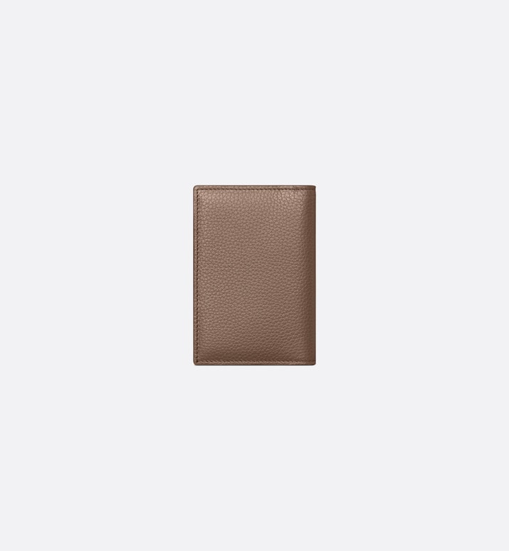 Bi-Fold Card Holder • Khaki Grained Calfskin with CD Icon Signature