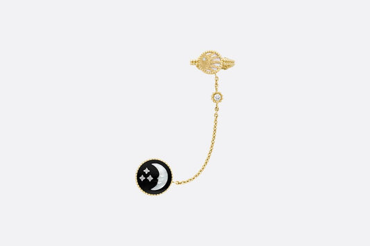 Rose Céleste Earring • Yellow Gold, Platinum, Diamonds, Mother-of-Pearl and Onyx