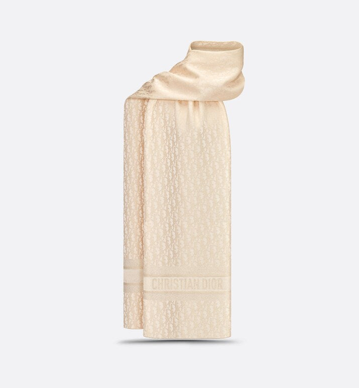 Dior Or Dior Oblique Stole • Beige Silk Blend and Metallic Thread