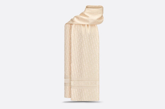 Dior Or Dior Oblique Stole • Beige Silk Blend and Metallic Thread