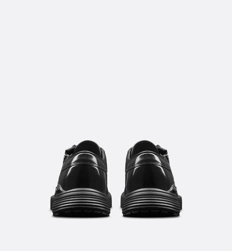 Dior Combat Derby Shoe • Black Polished Calfskin with Beige and Black Dior Oblique Jacquard