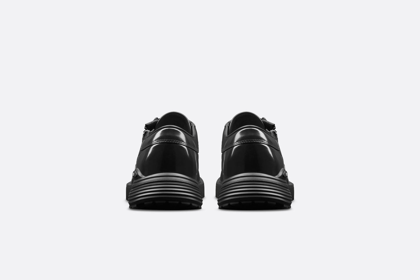 Dior Combat Derby Shoe • Black Polished Calfskin with Beige and Black Dior Oblique Jacquard