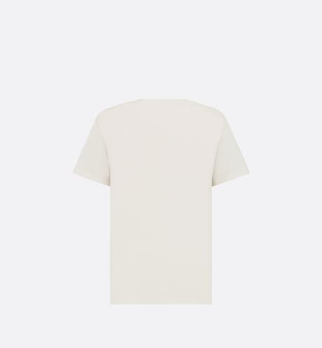 T-Shirt • White Cotton Jersey with Pastel Midnight Blue Toile de Jouy Mexico Motif