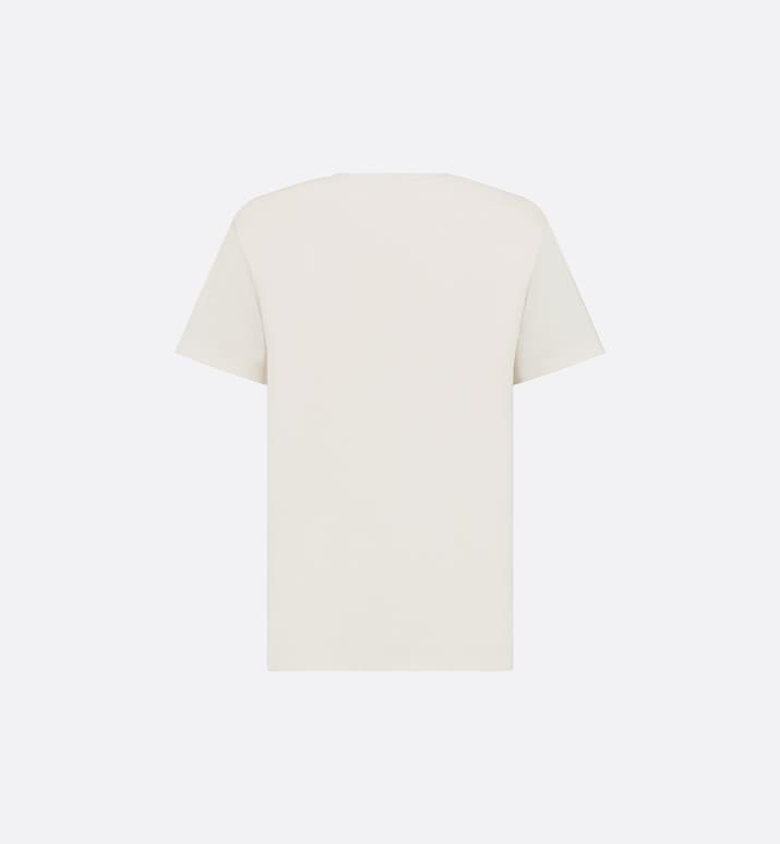 T-Shirt • White Cotton Jersey with Pastel Midnight Blue Toile de Jouy Mexico Motif