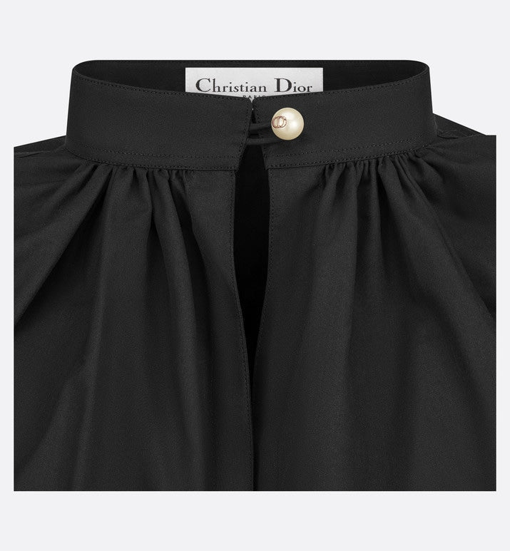 Blouse • Black Cotton and Silk Poplin