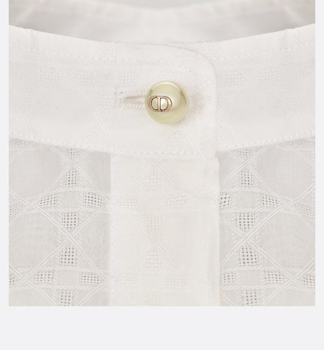 Mid-Length Belted Macrocannage Dress • Ecru Cotton