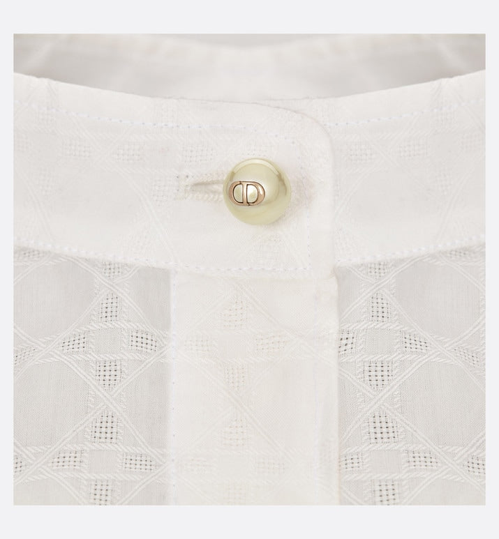 Mid-Length Belted Macrocannage Dress • Ecru Cotton