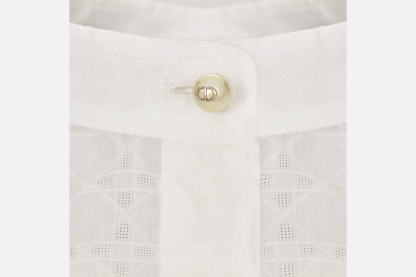 Mid-Length Belted Macrocannage Dress • Ecru Cotton