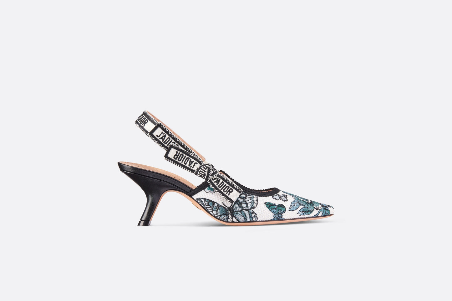 J'Adior Slingback Pump • Pastel Midnight Blue Multicolor Embroidered Cotton with Toile de Jouy Mexico Motif