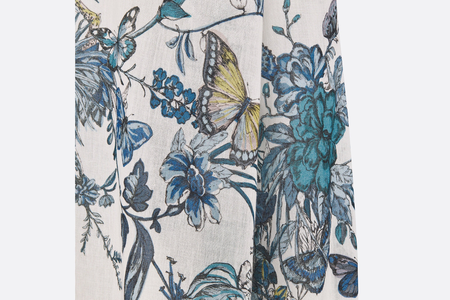 Blouse • White and Pastel Midnight Blue Cotton Voile with Toile de Jouy Mexico Motif