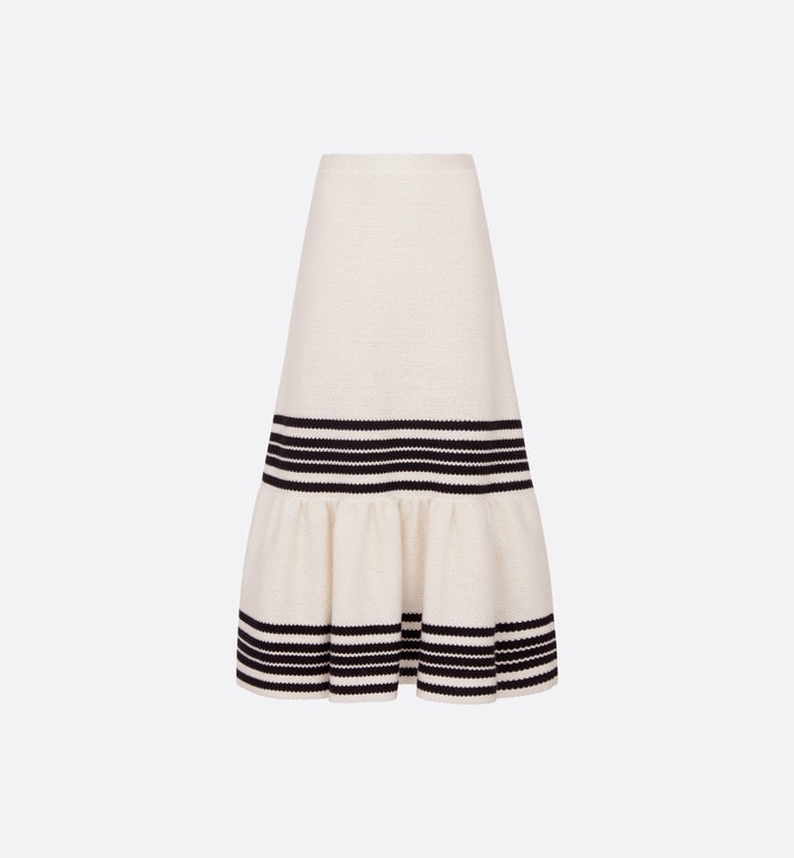 Dior Marinière Mid-Length Skirt • White and Black Cotton and Silk Knit