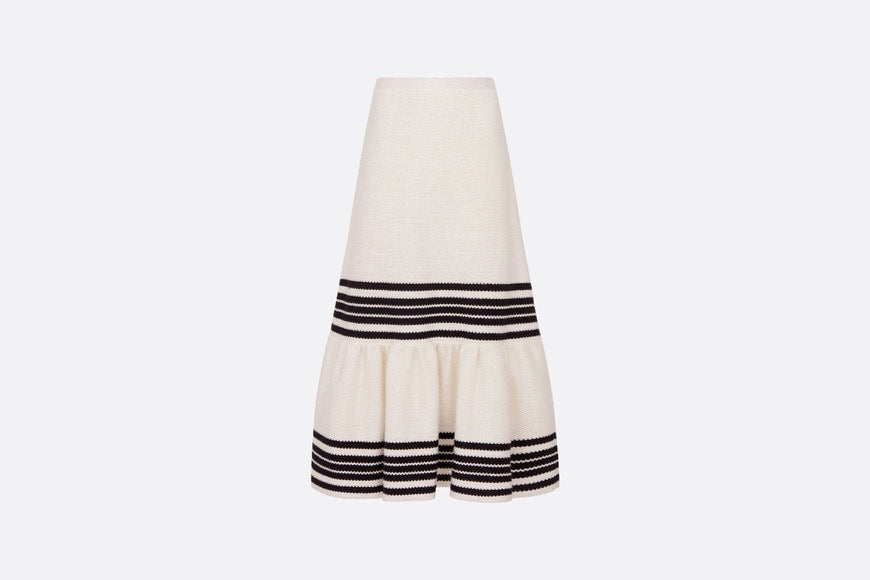 Dior Marinière Mid-Length Skirt • White and Black Cotton and Silk Knit