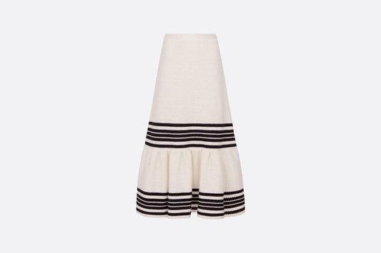 Dior Marinière Mid-Length Skirt • White and Black Cotton and Silk Knit