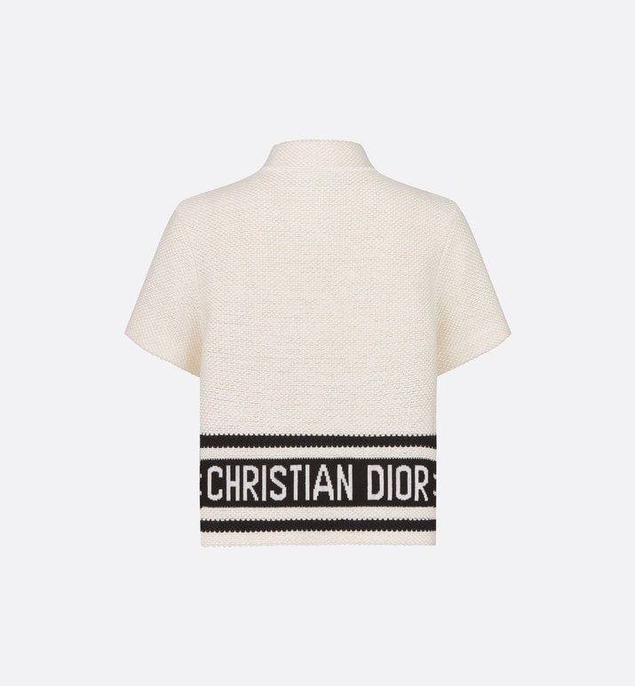 Short-Sleeved Dior Marinière Jacket • White and Black Cotton and Silk Knit