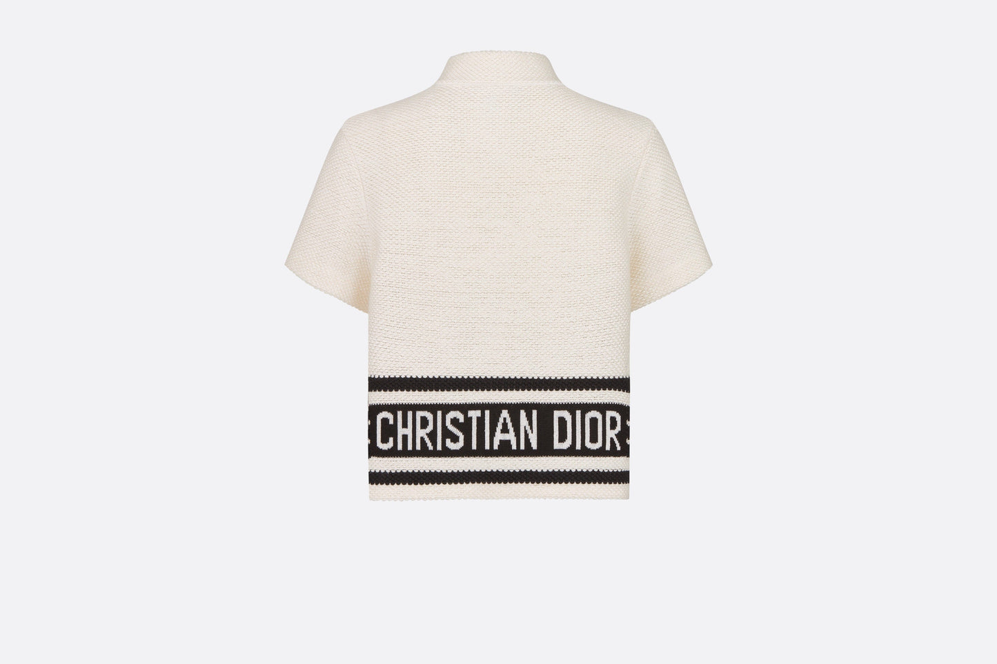 Short-Sleeved Dior Marinière Jacket • White and Black Cotton and Silk Knit