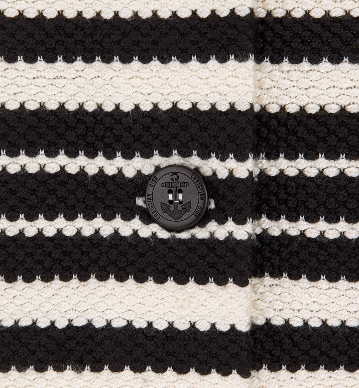 Short-Sleeved Dior Marinière Jacket • White and Black Cotton and Silk Knit