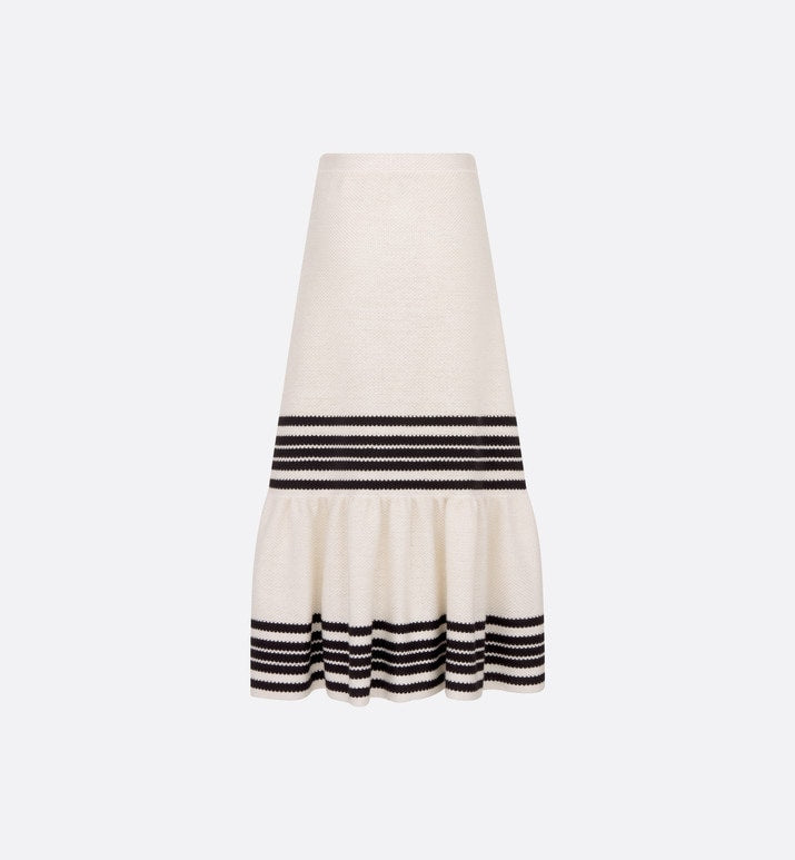 Dior Marinière Mid-Length Skirt • White and Black Cotton and Silk Knit
