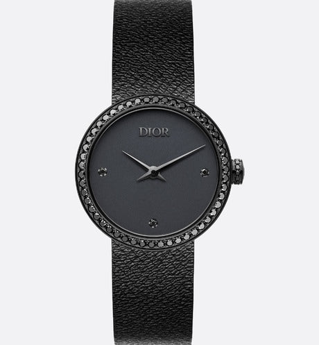 La D de Dior Black Ultramatte • Ø 25 mm, Black Ultramatte Steel and Black Diamonds