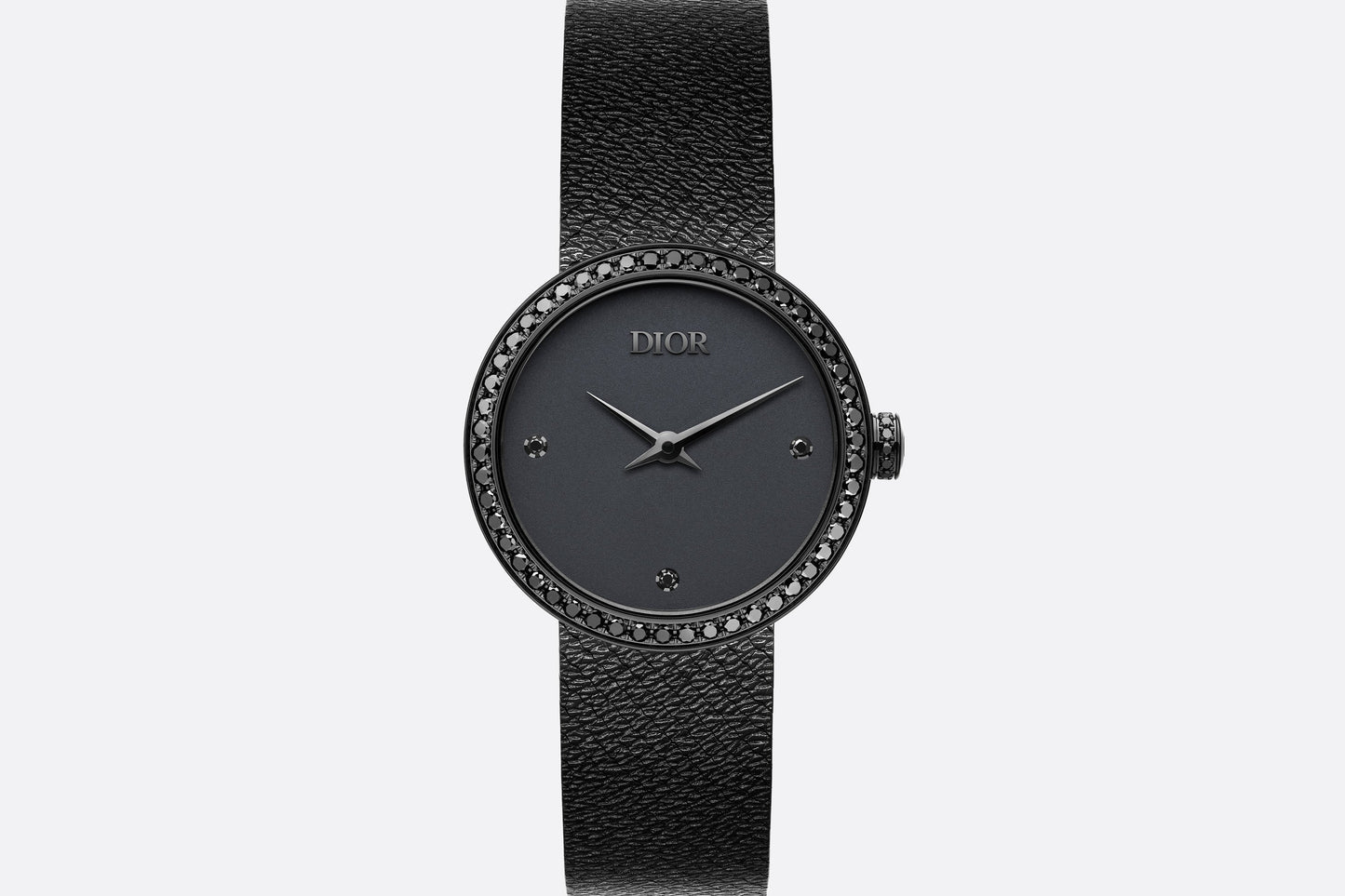 La D de Dior Black Ultramatte • Ø 25 mm, Black Ultramatte Steel and Black Diamonds