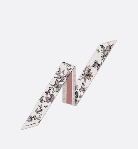 Toile de Jouy Mexico Mitzah Scarf • White and Pastel Pink Silk Twill