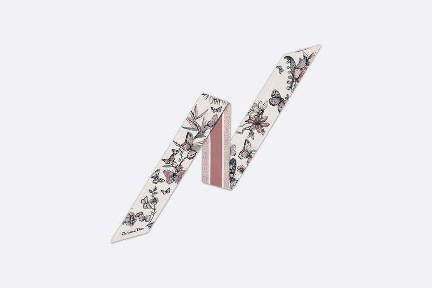 Toile de Jouy Mexico Mitzah Scarf • White and Pastel Pink Silk Twill
