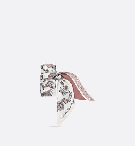 Toile de Jouy Mexico Mitzah Scarf • White and Pastel Pink Silk Twill