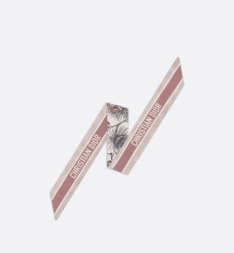 Toile de Jouy Mexico Mitzah Scarf • White and Pastel Pink Silk Twill