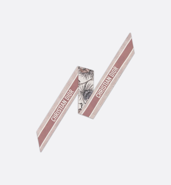 Toile de Jouy Mexico Mitzah Scarf • White and Pastel Pink Silk Twill