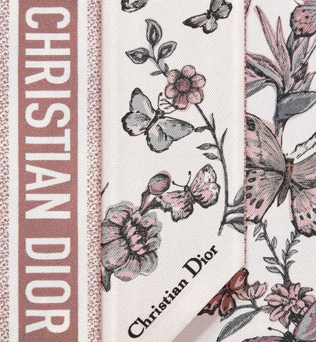 Toile de Jouy Mexico Mitzah Scarf • White and Pastel Pink Silk Twill