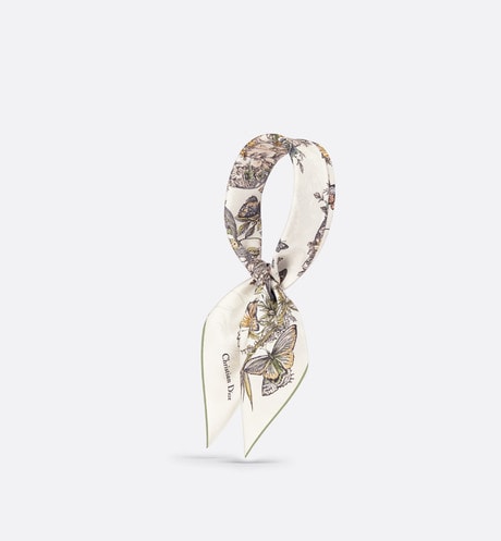 Butterfly Around the World 90 Square Scarf • Pastel Peyote Green Silk Twill