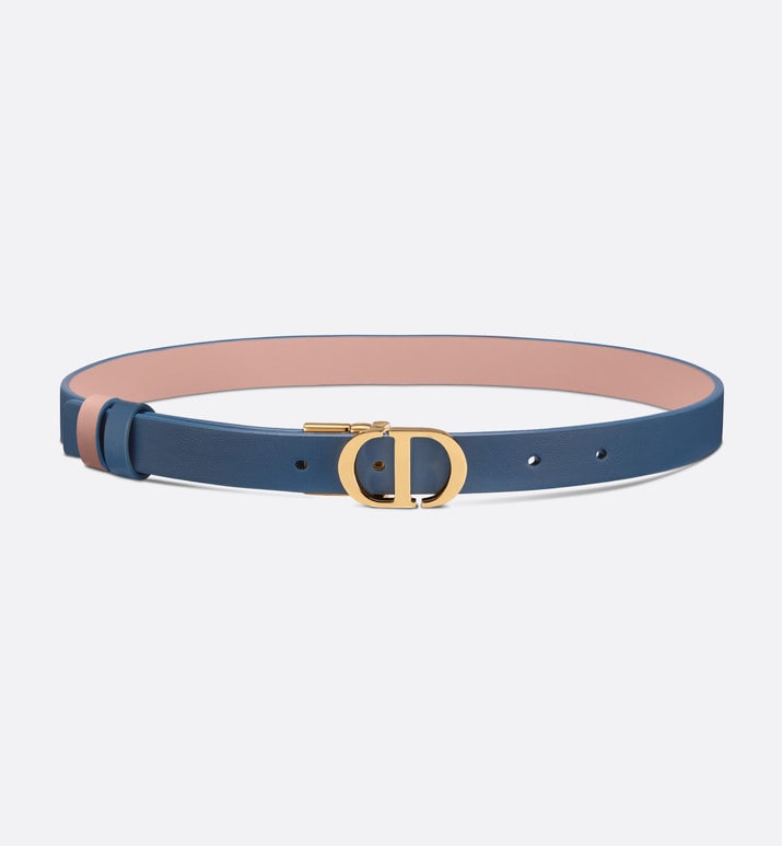 30 Montaigne Reversible Belt • Pastel Midnight Blue and Powder Pink Smooth Calfskin, 20 MM