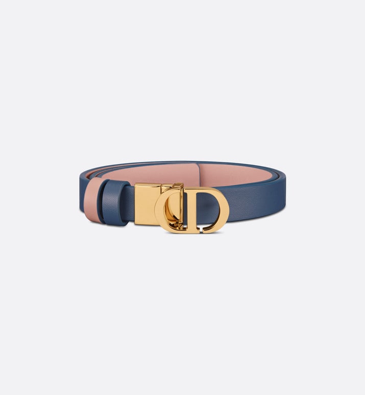 30 Montaigne Reversible Belt • Pastel Midnight Blue and Powder Pink Smooth Calfskin, 20 MM