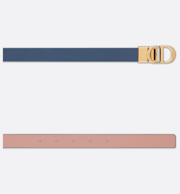 30 Montaigne Reversible Belt • Pastel Midnight Blue and Powder Pink Smooth Calfskin, 20 MM