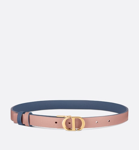 30 Montaigne Reversible Belt • Pastel Midnight Blue and Powder Pink Smooth Calfskin, 20 MM
