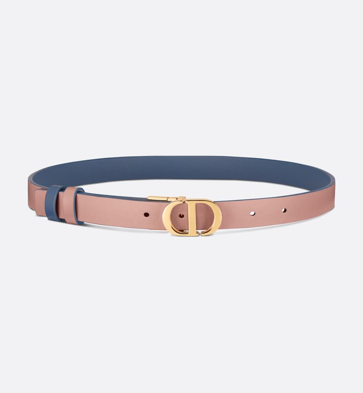 30 Montaigne Reversible Belt • Pastel Midnight Blue and Powder Pink Smooth Calfskin, 20 MM