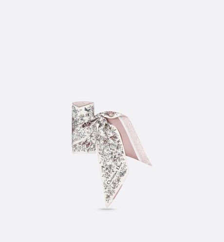 Butterfly Around the World Mitzah Scarf • White and Pastel Pink Silk Twill